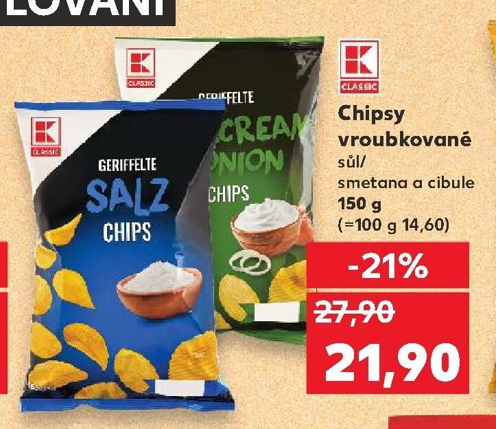 K-Classic Chipsy vroubkované