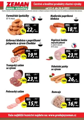 akční leták ZEMAN maso - uzeniny 22.4.2025-26.4.2025