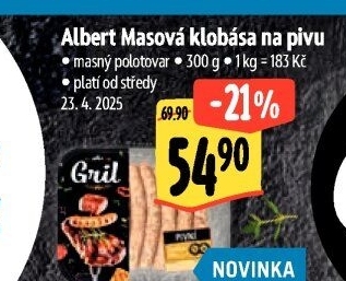 Klobása masová na pivu Albert Gril