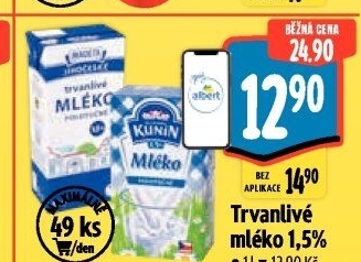 Mléko trvanlivé Jihočeské Madeta - 1,5% polotučné