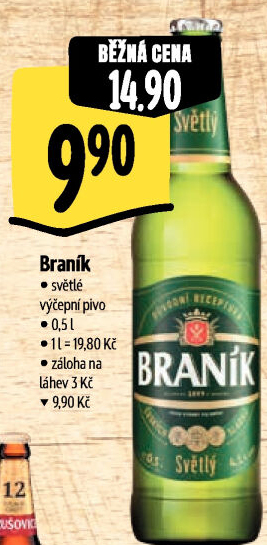 Pivo světlé výčepní 10° Braník