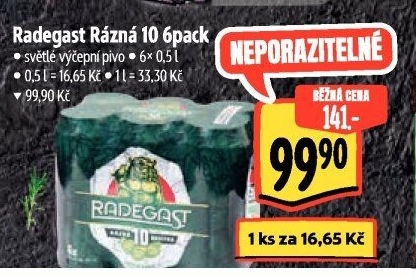 Pivo světlé výčepní Rázná 10° Radegast