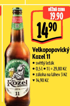 Pivo světlý ležák 11° Medium Velkopopovický Kozel