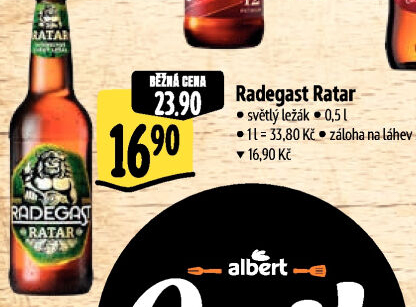 Pivo světlý ležák Ratar Radegast