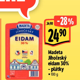 Sýr Eidam Jihočeský 30% Madeta