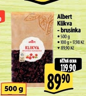 Brusinky klikvy sušené Albert