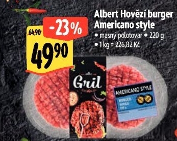 Hovězí burger Americano style Albert Gril