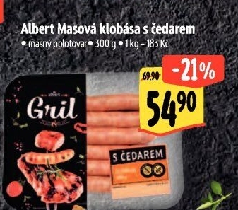 Klobása masová s čedarem Albert Gril