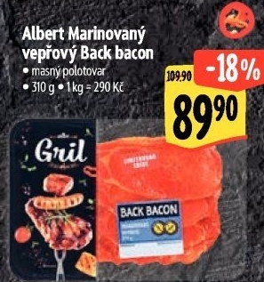 Marinovaný vepřový Back Bacon Albert Gril