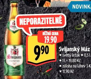 Pivo světlý ležák 11° Svijanský Máz Svijany