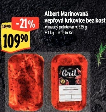 Vepřová krkovice marinovaná bez kosti Albert Gril