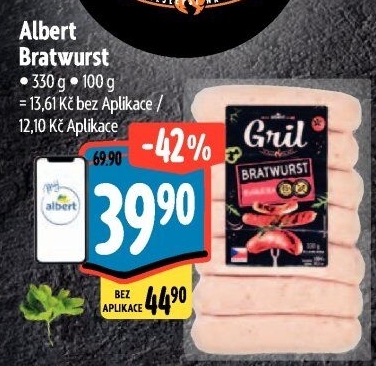 Grilovací klobása bratwurst Albert Gril