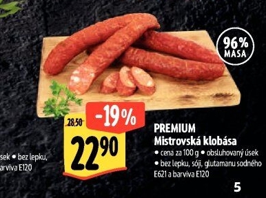 Klobása mistrovská Premium