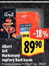Marinovaný vepřový Back Bacon Albert Gril