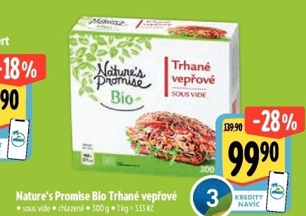 Maso vepřové trhané sous vide bio Nature'