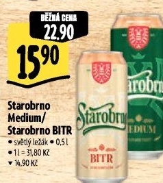 Pivo světlý ležák 11° Medium Starobrno