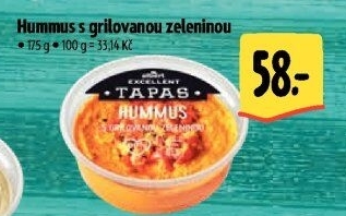 Tapas Hummus s grilovanou zeleninou Albert Excellent