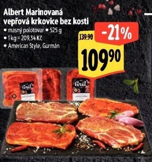 Vepřová krkovice marinovaná bez kosti Americano Albert Gril