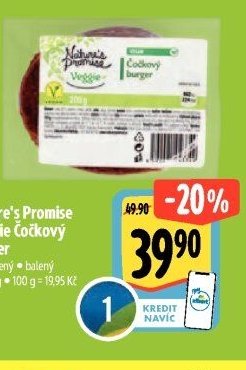 Nature's Promise Veggie Čočkový burger