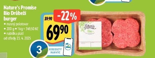 Drůbeží burger bio Nature'
