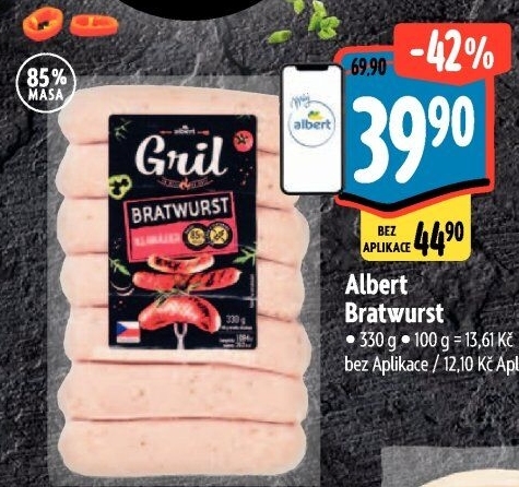 Grilovací klobása bratwurst Albert Gril