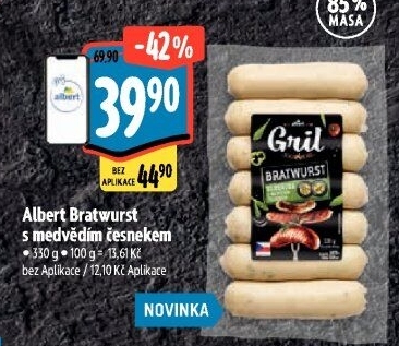 Grilovací klobása bratwurst s medvědím česnekem Albert Gril