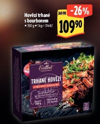 Hovězí trhané maso bourbon Sous vide Albert Excellent