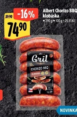 Klobása Chorizo BBQ Albert Gril