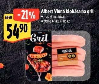 Klobása vinná na gril Albert Gril