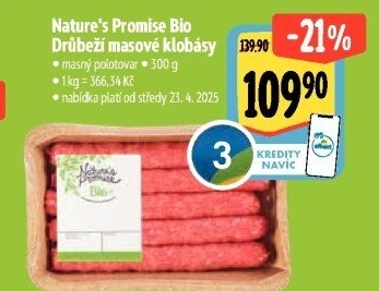 Klobásy masové drůbeží Bio Nature'