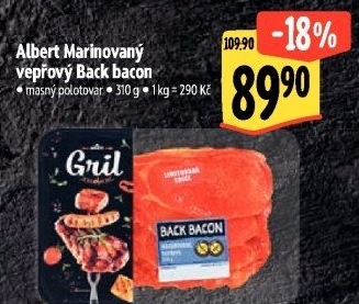 Marinovaný vepřový Back Bacon Albert Gril