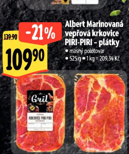 Vepřová krkovice marinovaná bez kosti Piri-Piri Albert Gril