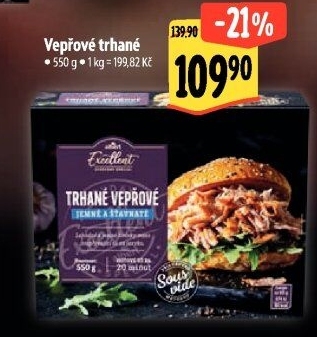 Vepřové trhané maso Sous vide Albert Excellent