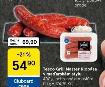 Klobásy maďarské Grill Master Tesco