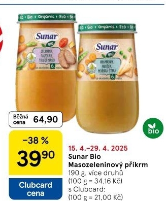 Masozeleninový příkrm bio Sunar