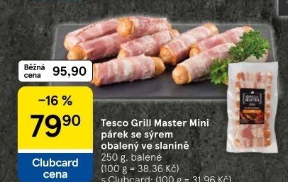 Miniberner se slaninou Grill Master Tesco