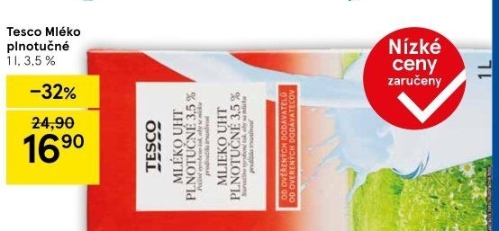 Mléko trvanlivé Tesco - 3,5% plnotučné