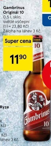 Pivo světlé výčepní Originál 10° Gambrinus