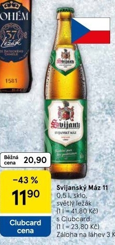 Pivo světlý ležák 11° Svijanský Máz Svijany