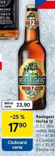 Pivo světlý ležák 12° Ryze hořká Radegast