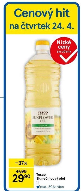 Slunečnicový olej Tesco