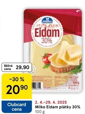 Sýr Eidam 30% Milko