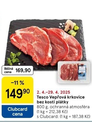 Vepřová krkovice bez kosti Tesco