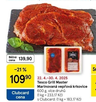 Vepřová krkovice marinovaná Grill Master Tesco