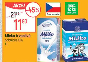 Mléko trvanlivé Pragolaktos- 1,5% polotučné