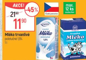 Mléko trvanlivé Pragolaktos- 1,5% polotučné