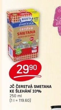 JČ ČERSTVÁ SMETANA KE ŠLEHÁNÍ 33% 250 ml