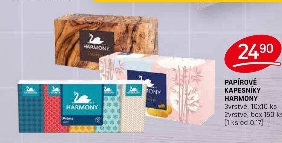 Kapesníčky papírové 2vrstvé Harmony - box