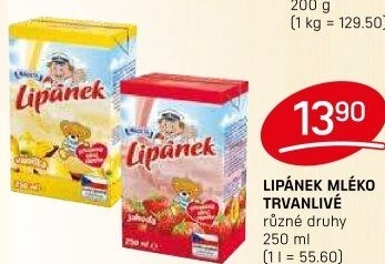 Nápoj mléko ochucené Lipánek Madeta