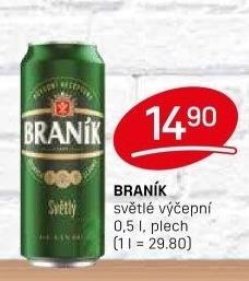 Pivo světlé výčepní 10° Braník